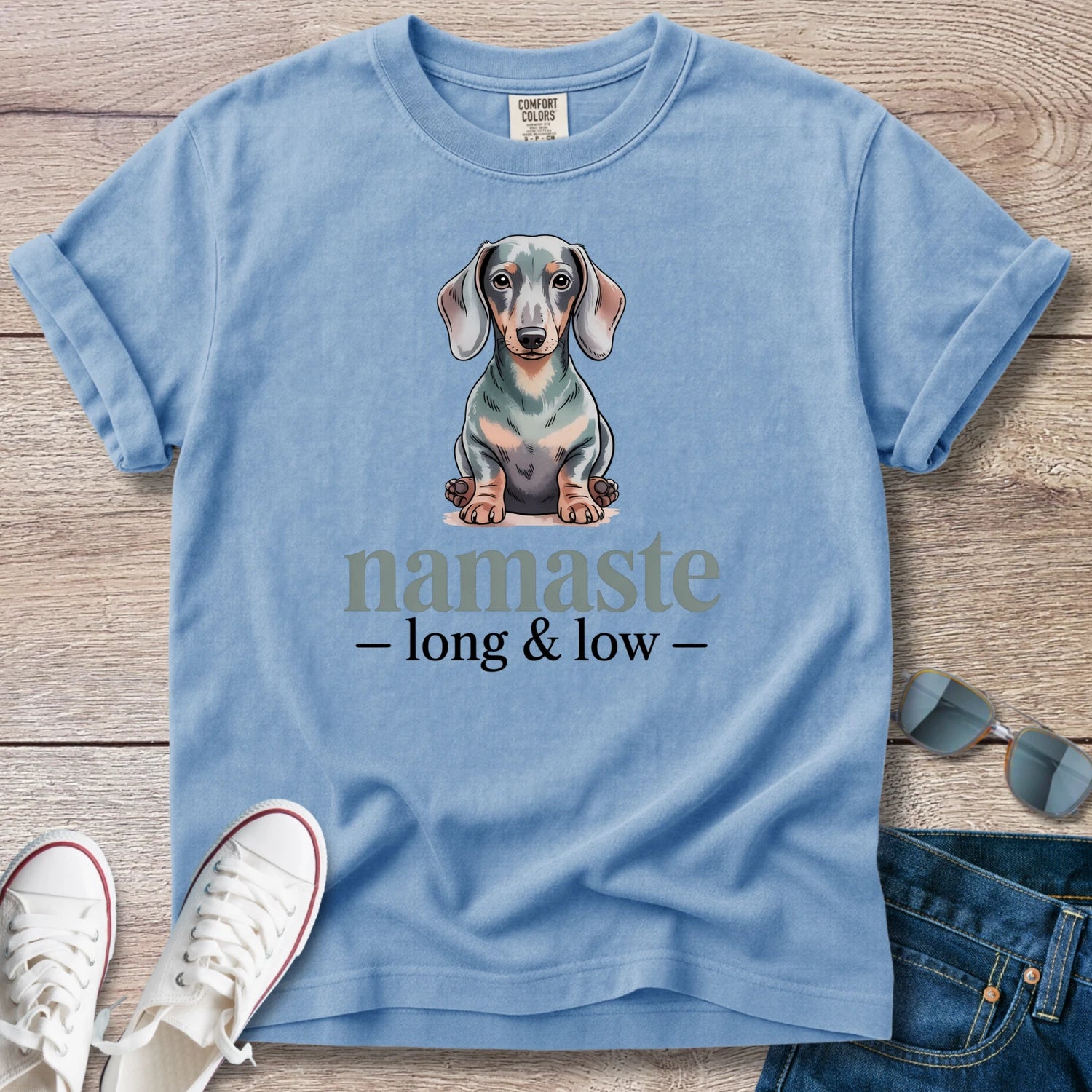 Namaste Long and Low Dachshund T-Shirt