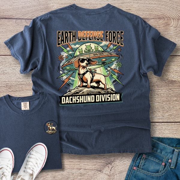 Dachshund Division T‑Shirt — "Earth Defense Force"