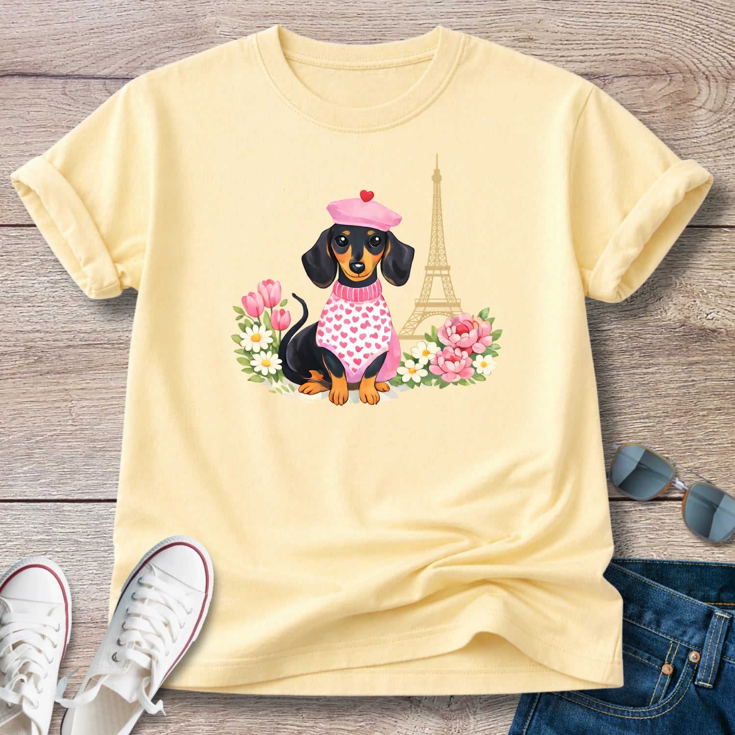 Spring in Paris Doxie T-Shirt