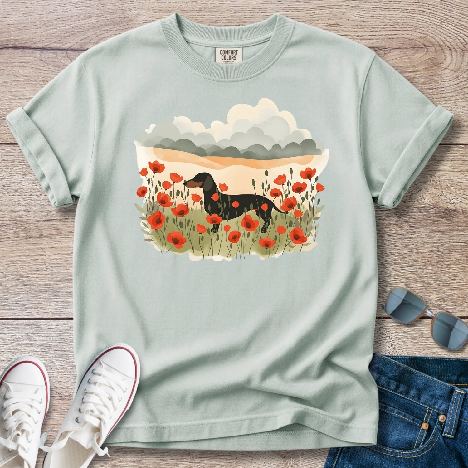 Poppy Field Dachshund T-Shirt