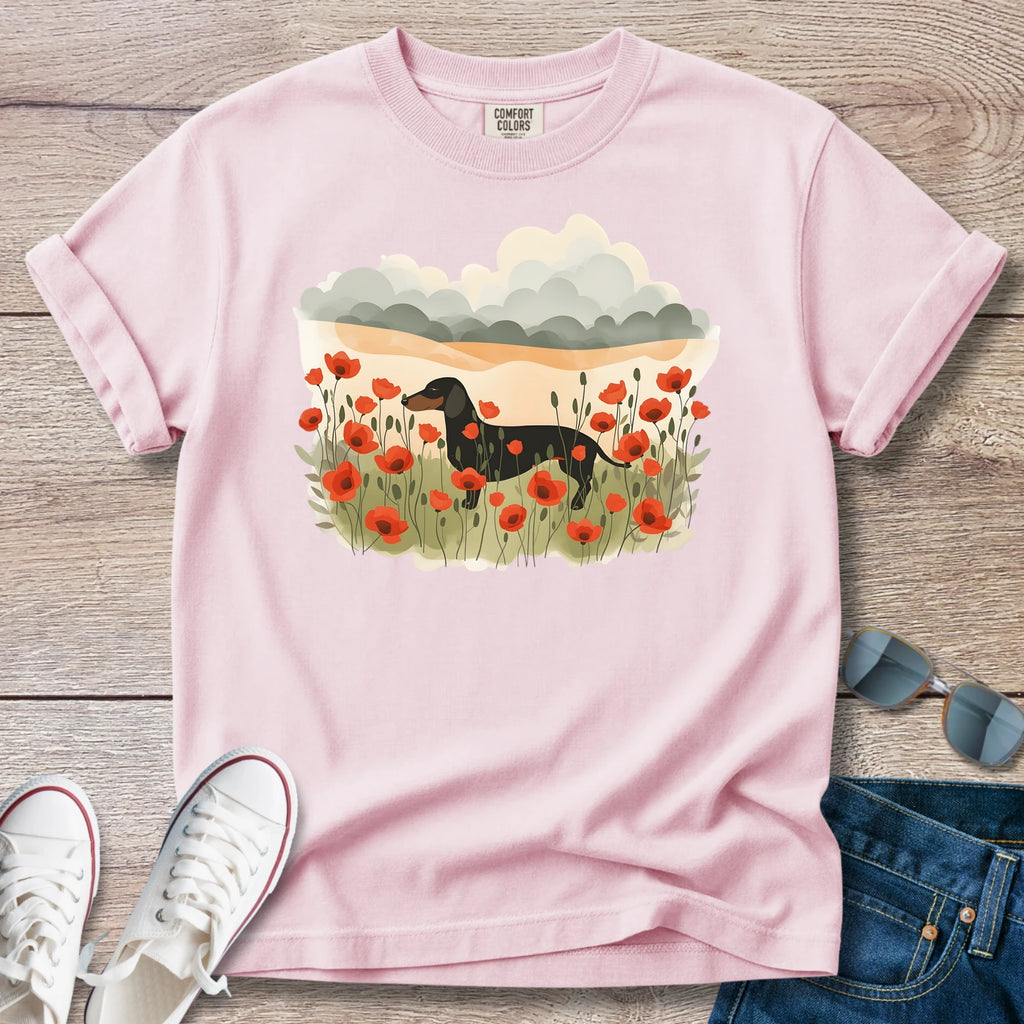 Poppy Field Dachshund T-Shirt