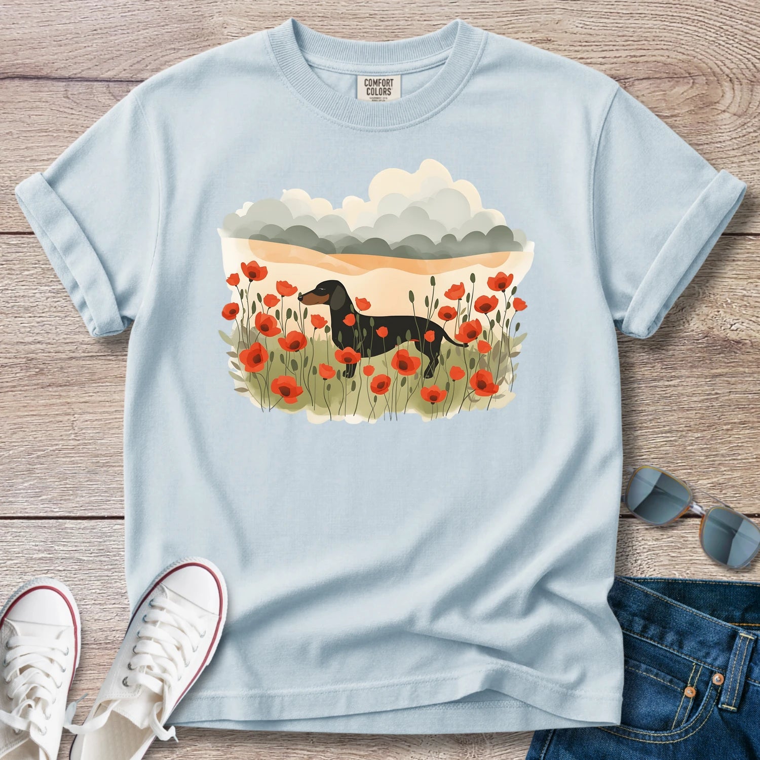 Poppy Field Dachshund T-Shirt