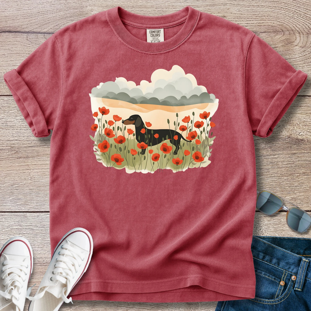 Poppy Field Dachshund T-Shirt