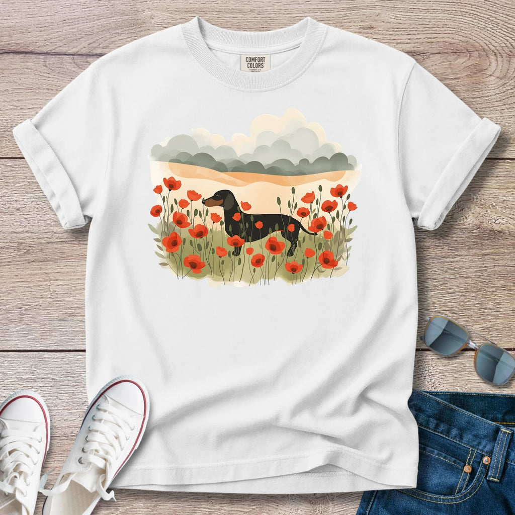 Poppy Field Dachshund T-Shirt