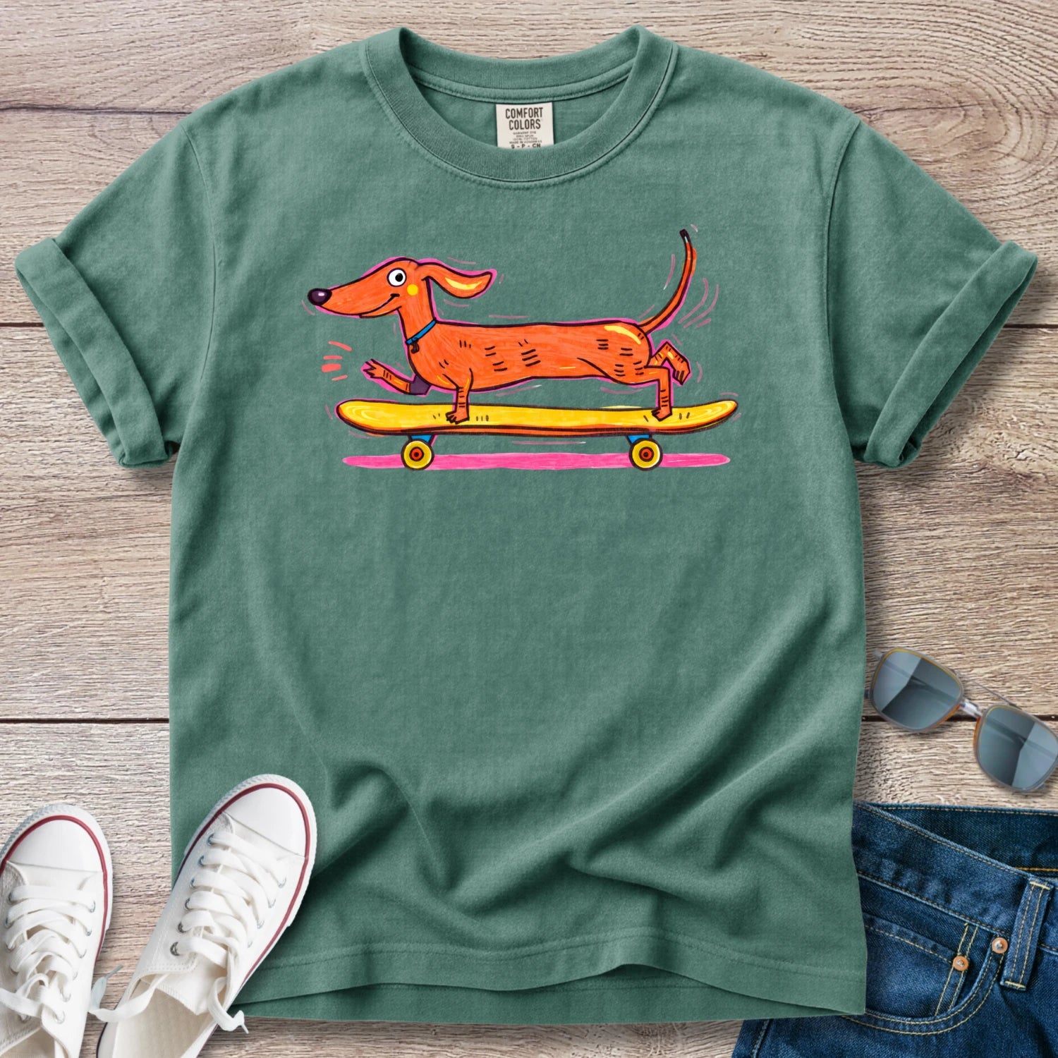 Dex Longboarding Dachshund T-Shirt