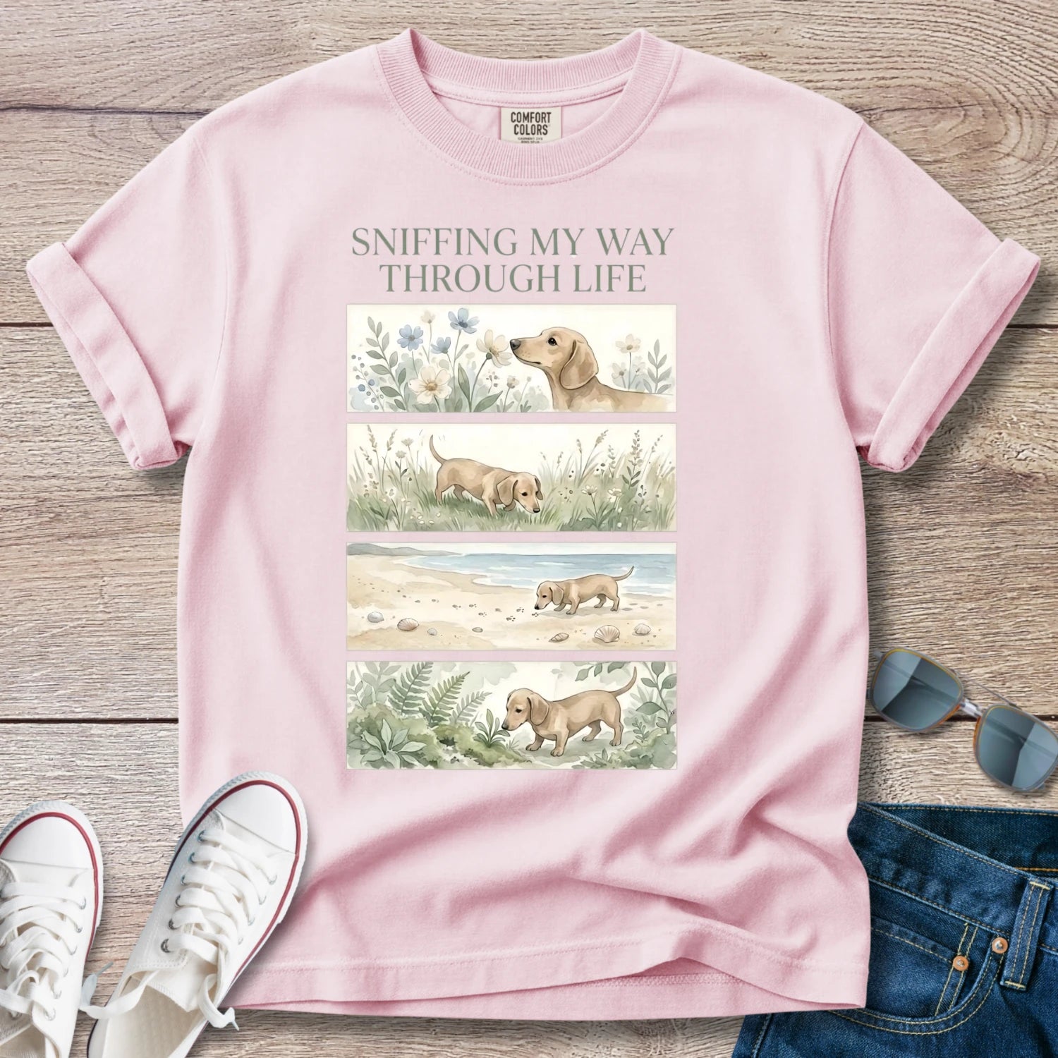 Sniffing My Way Through Life Dachshund T-Shirt