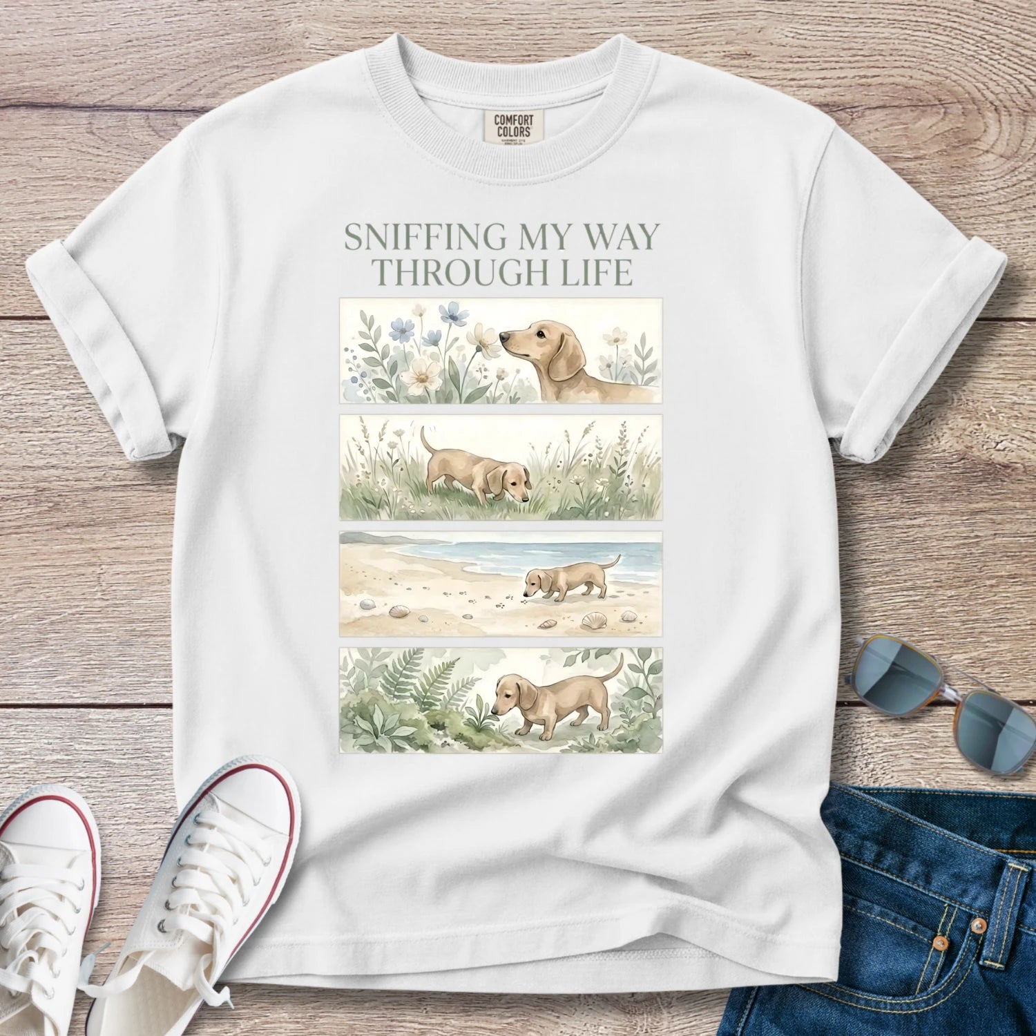 Sniffing My Way Through Life Dachshund T-Shirt