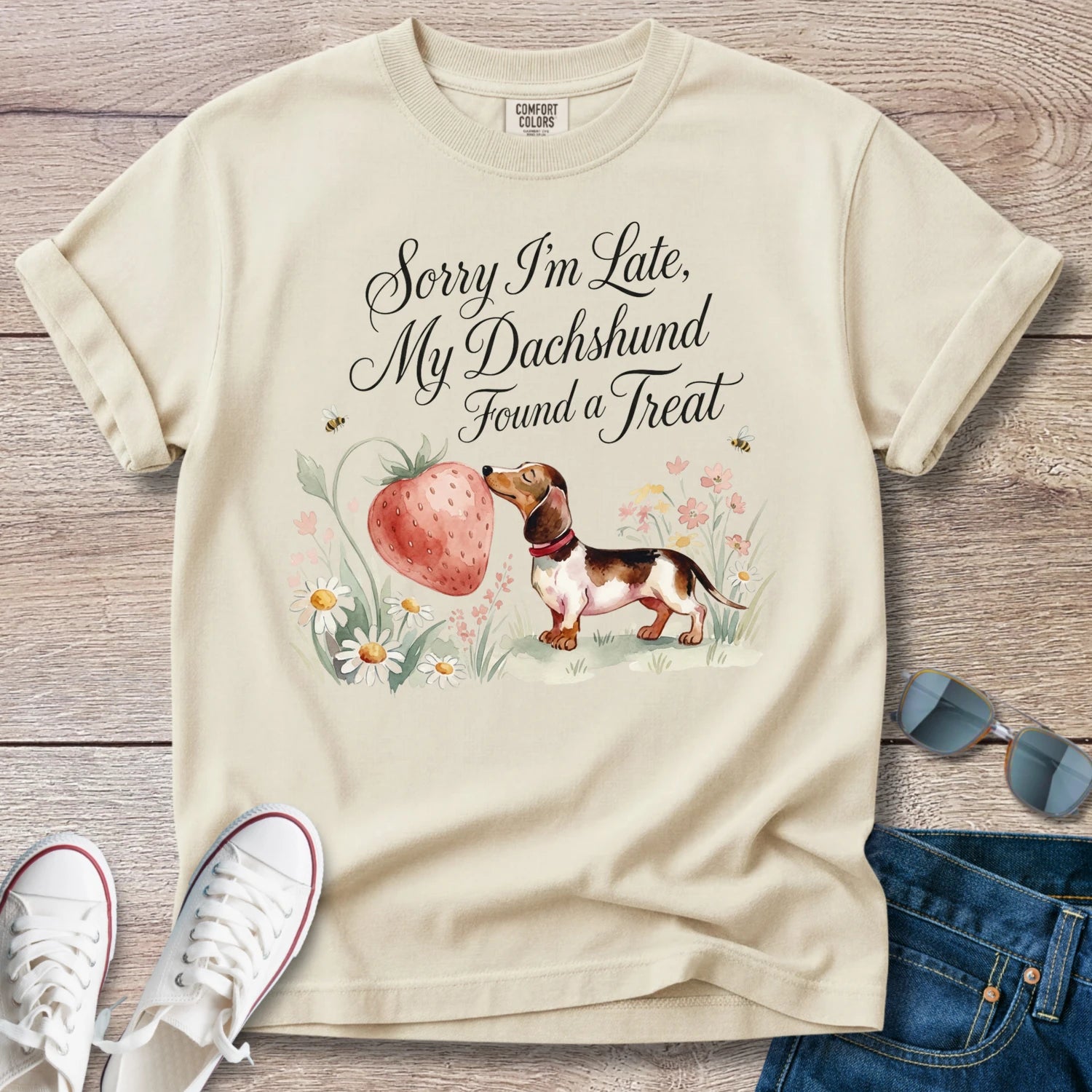 "Sorry I’m Late My Dachshund Found a Treat" T-Shirt