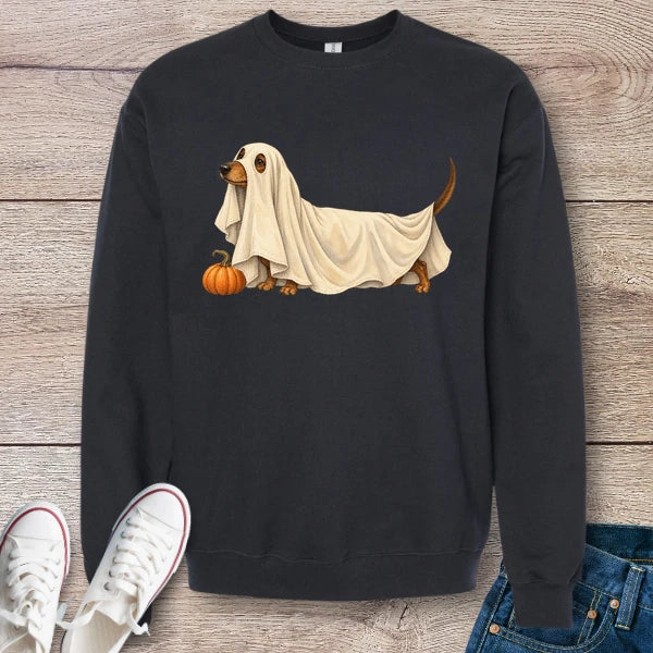 Spooky Ghost Dachshund Halloween Sweatshirt