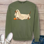 Spooky Ghost Dachshund Halloween Sweatshirt
