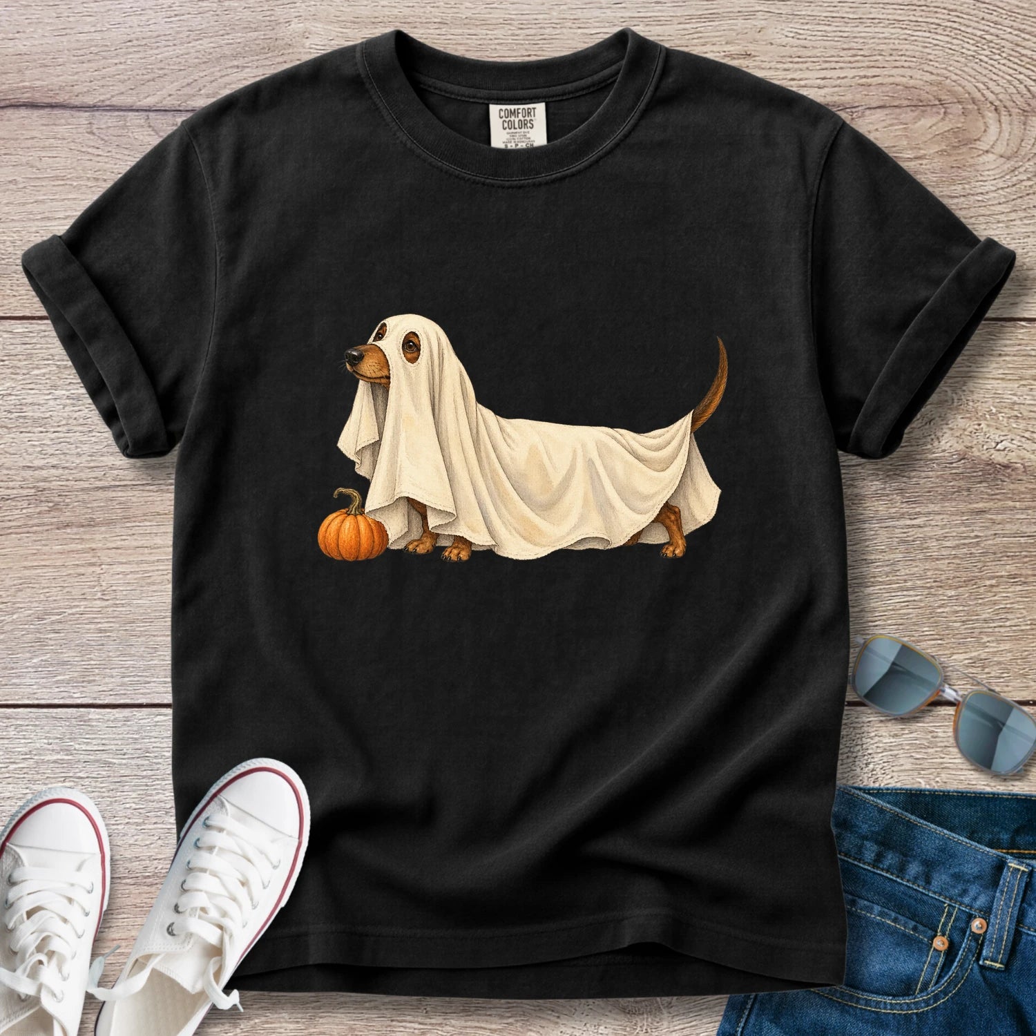 Spooky Ghost Dachshund Halloween T-Shirt – Ghost Doxie Tee