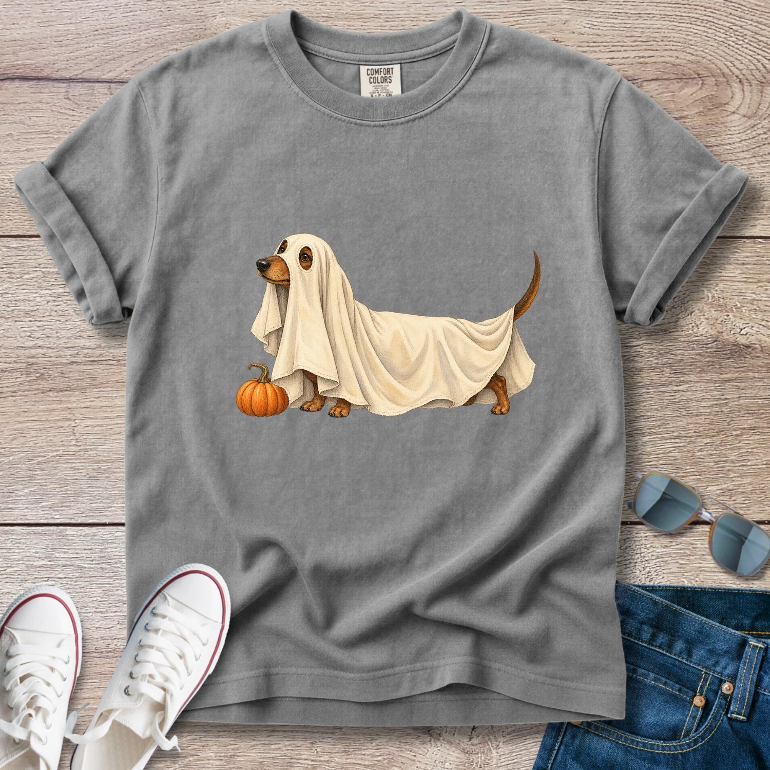 Spooky Ghost Dachshund Halloween T-Shirt – Ghost Doxie Tee