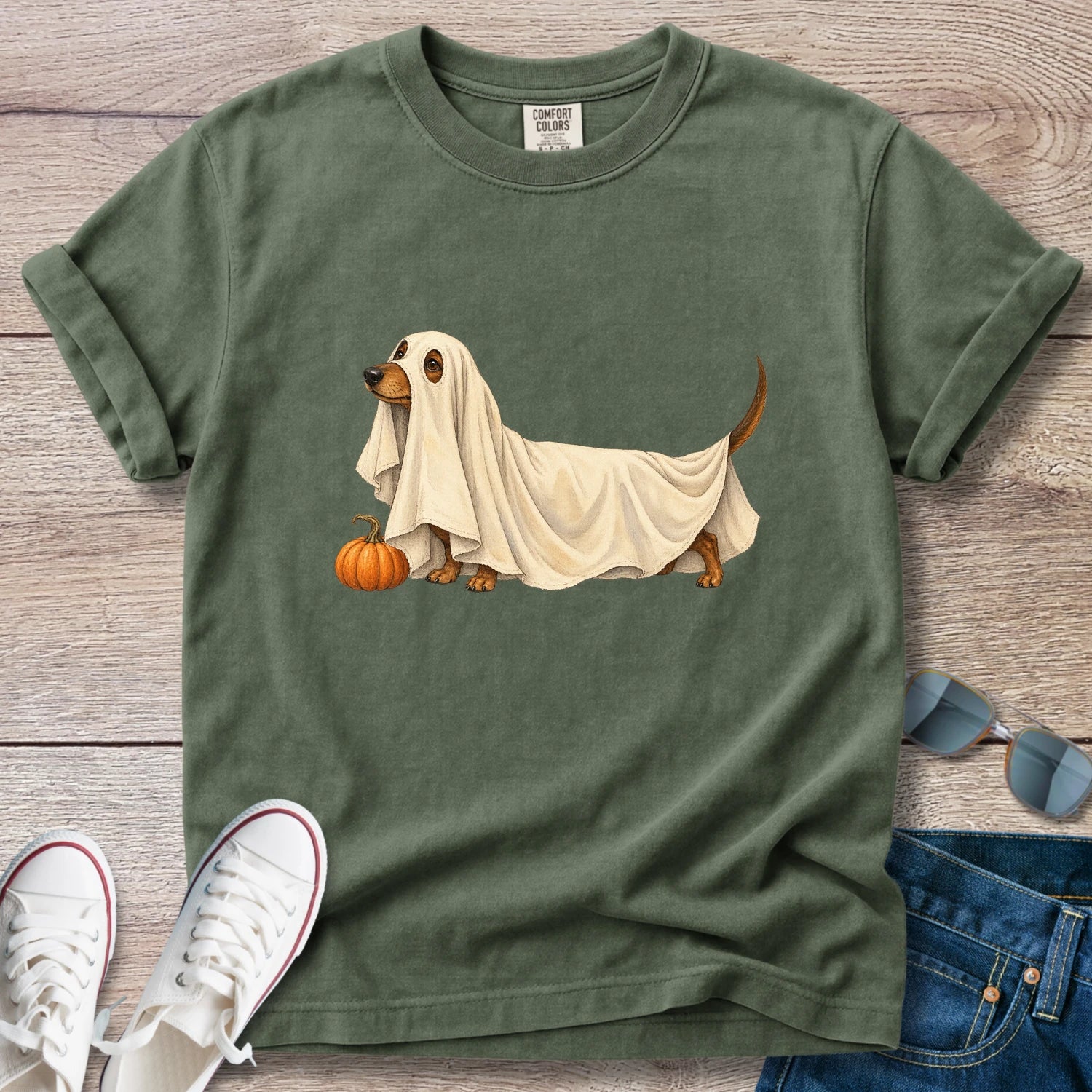 Spooky Ghost Dachshund Halloween T-Shirt – Ghost Doxie Tee