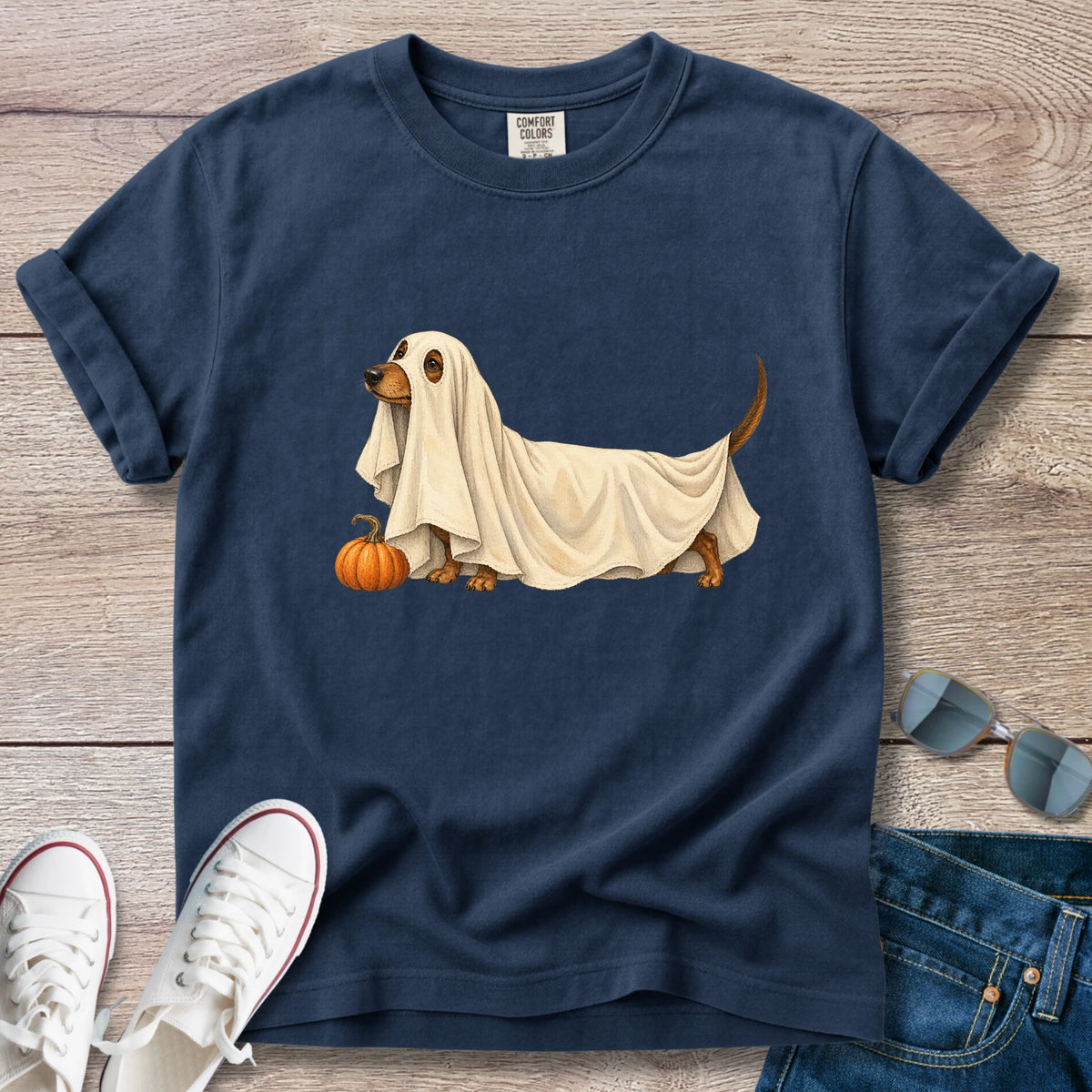 Spooky Ghost Dachshund Halloween T-Shirt – Ghost Doxie Tee