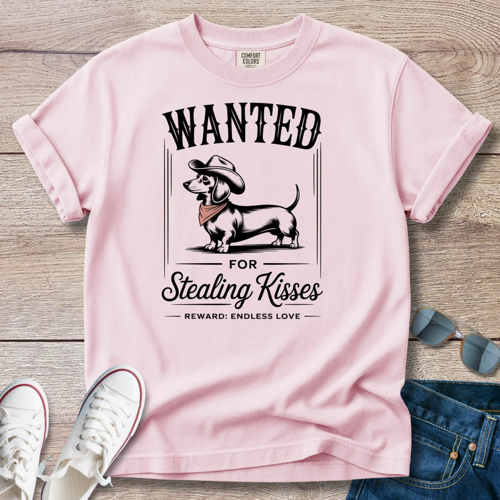 Wanted for Stealing Kisses Dachshund T-Shirt
