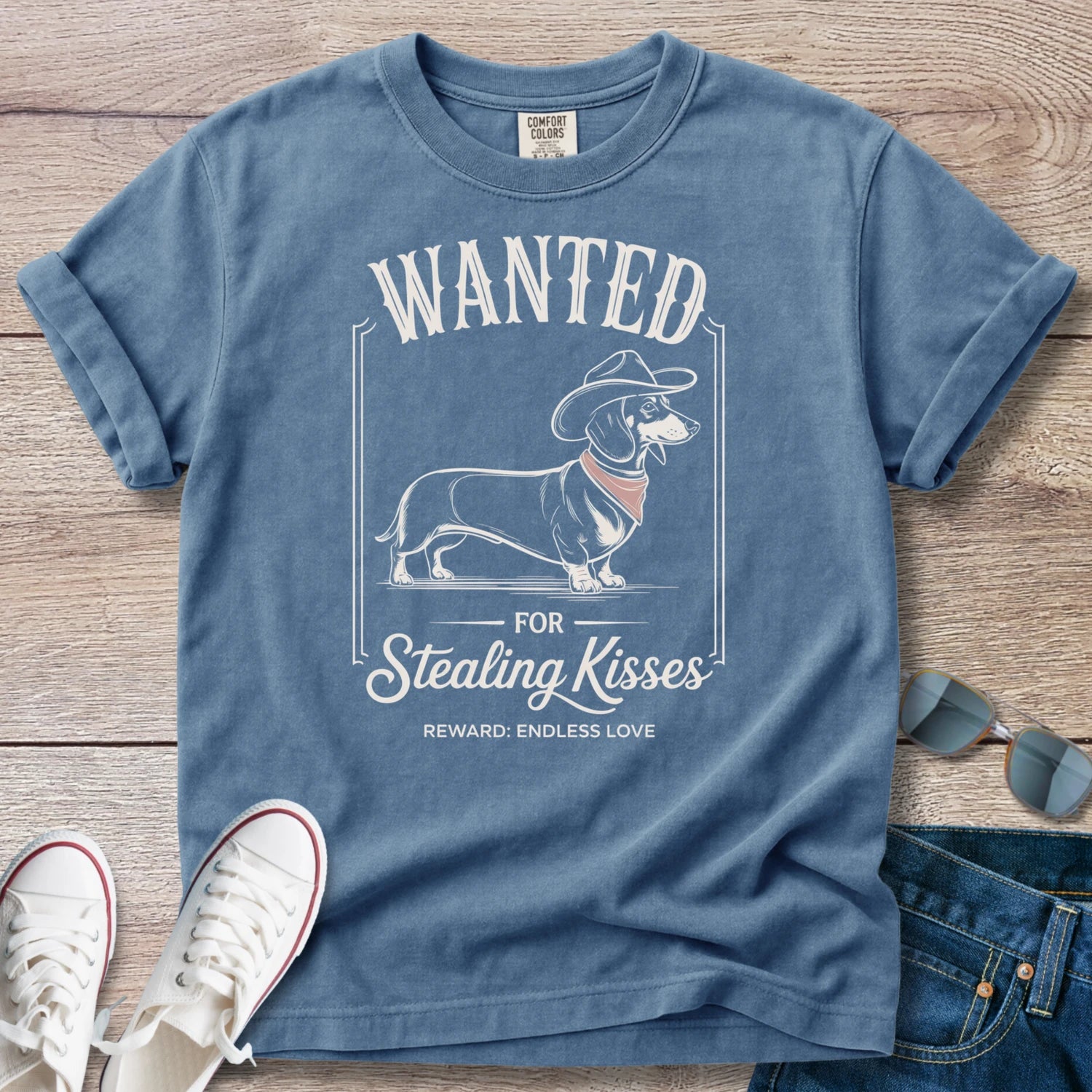 Wanted for Stealing Kisses Dachshund T-Shirt
