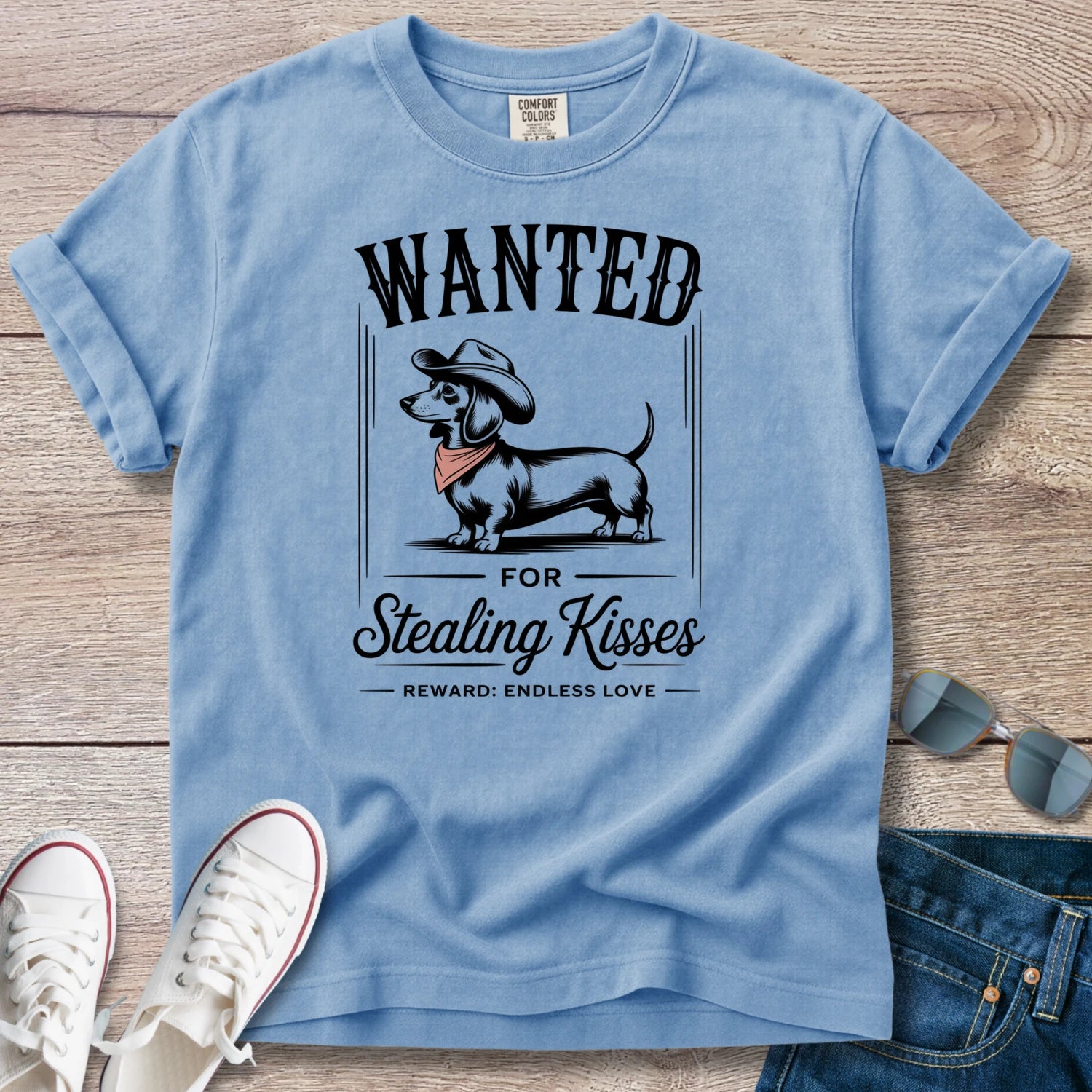 Wanted for Stealing Kisses Dachshund T-Shirt
