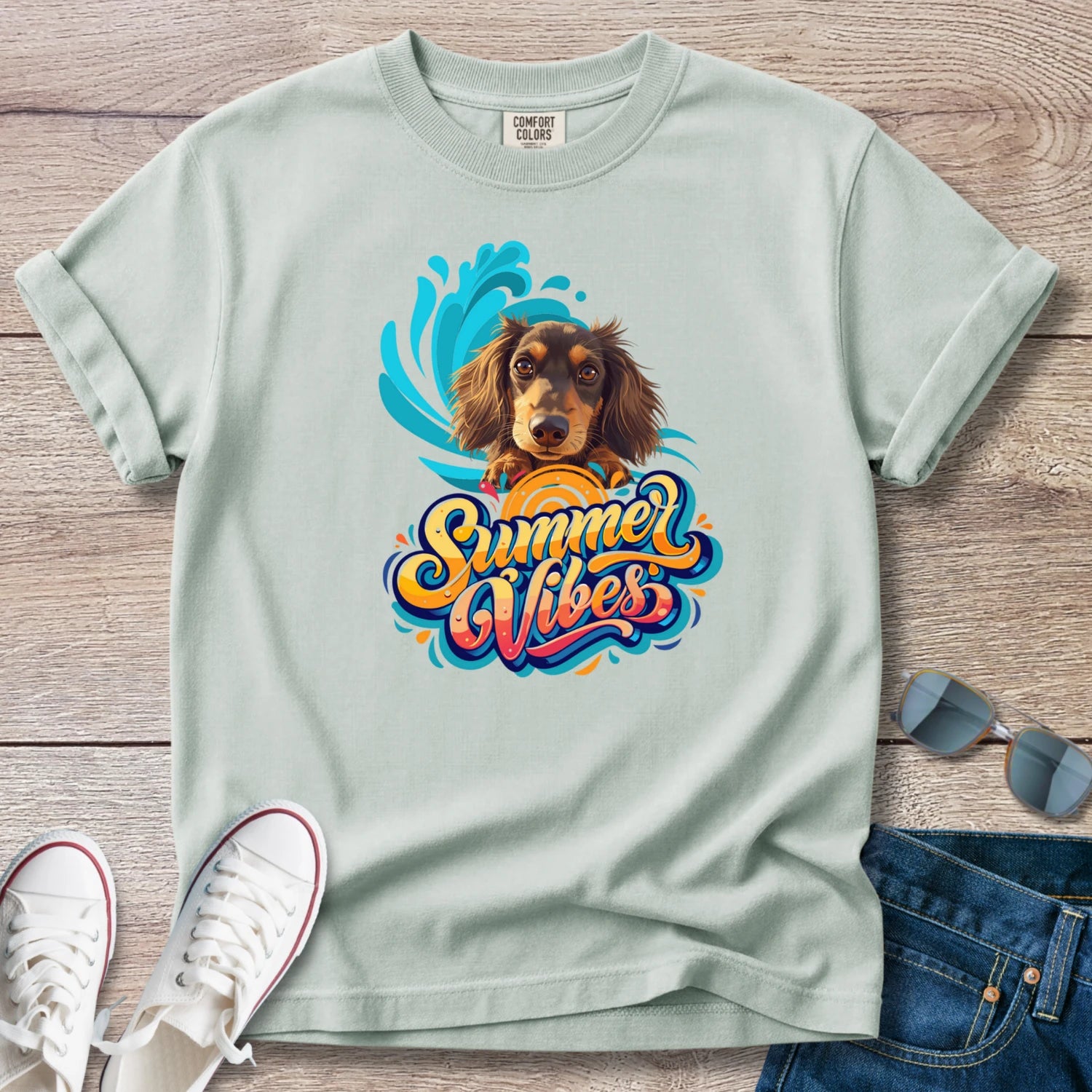 Surfin Summer Vibes Doxie Style T-Shirt