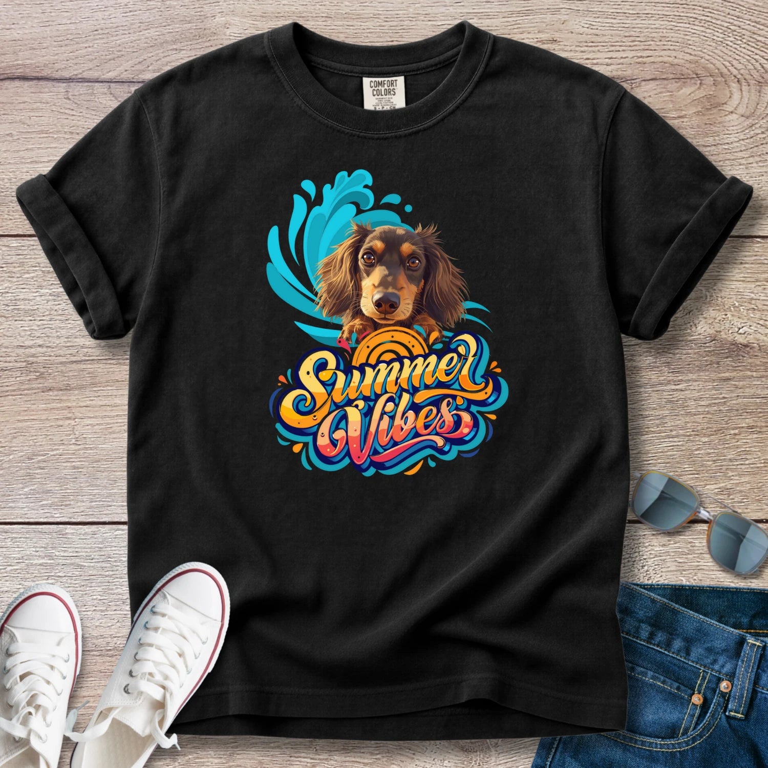 Surfin Summer Vibes Doxie Style T-Shirt