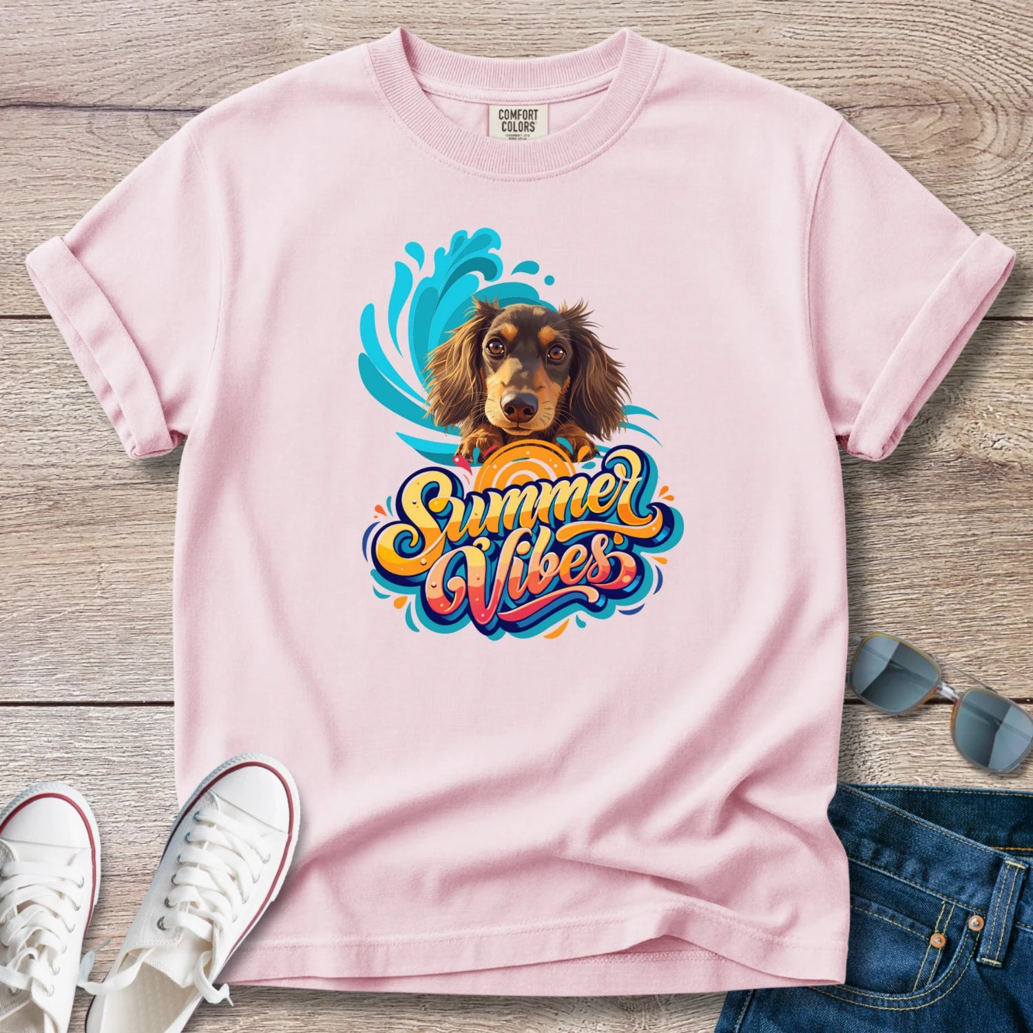 Surfin Summer Vibes Doxie Style T-Shirt