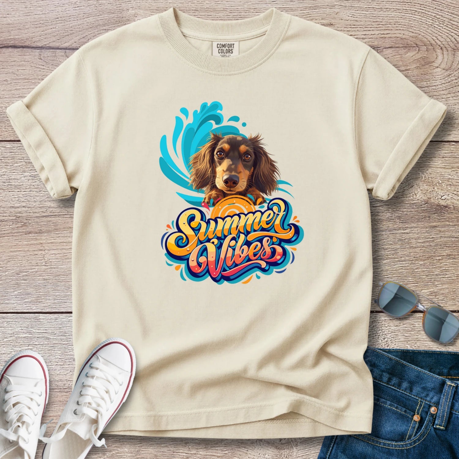 Surfin Summer Vibes Doxie Style T-Shirt