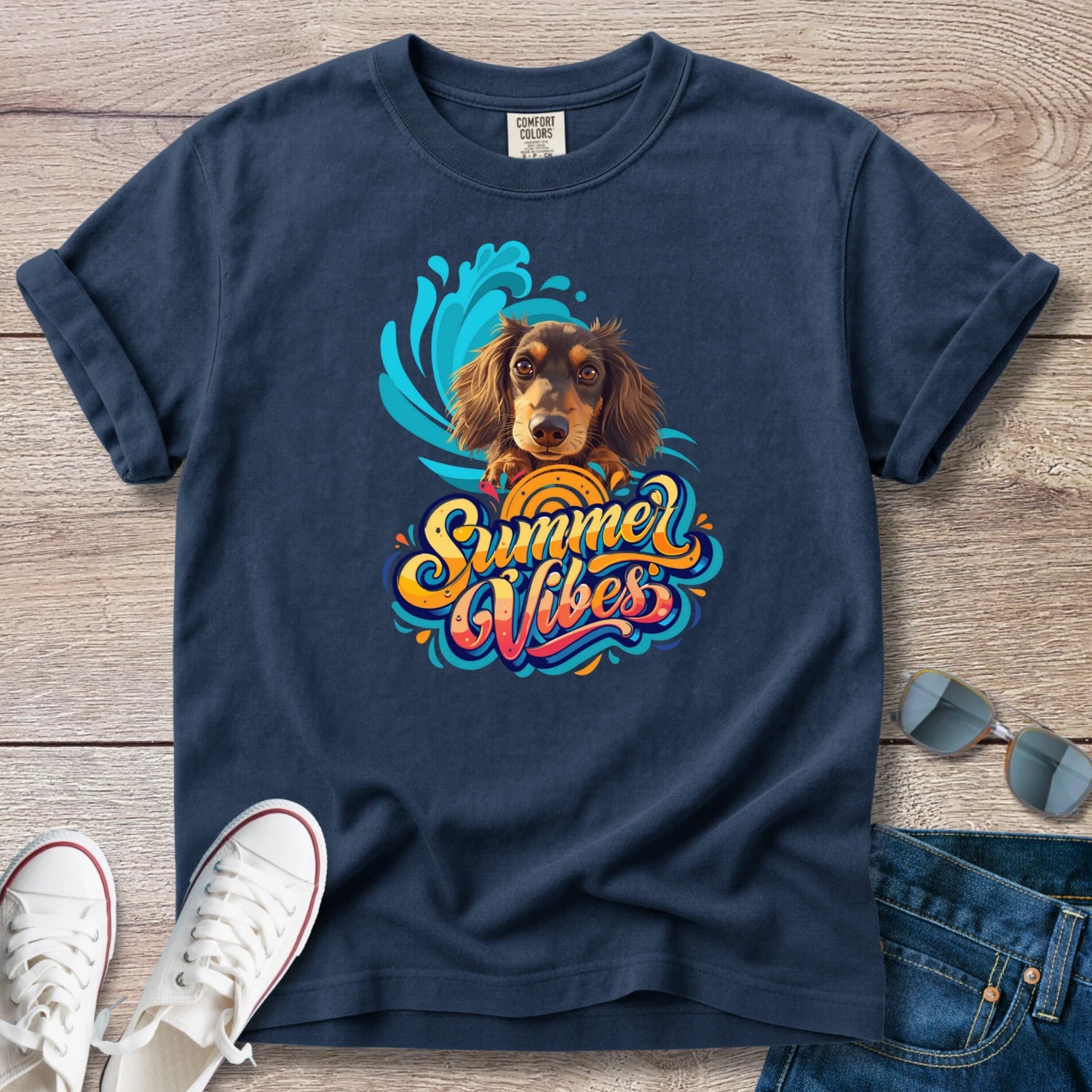 Surfin Summer Vibes Doxie Style T-Shirt