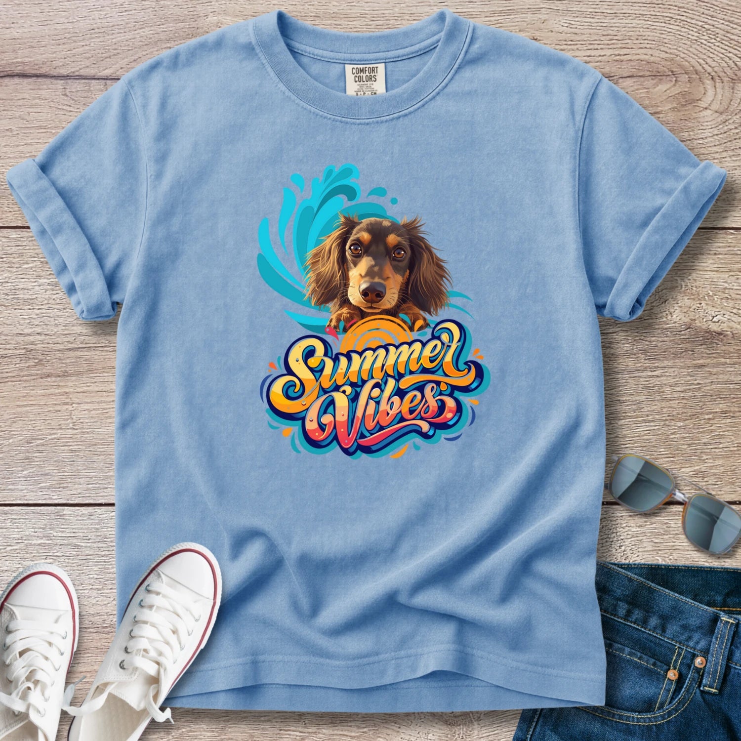 Surfin Summer Vibes Doxie Style T-Shirt