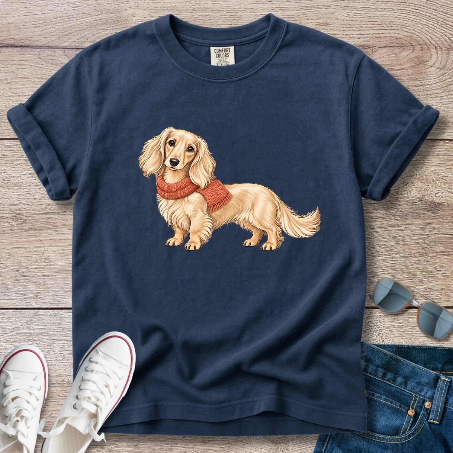 Sweater Weather Dachshund T- Shirt – Longhaired Fall Doxie Tee