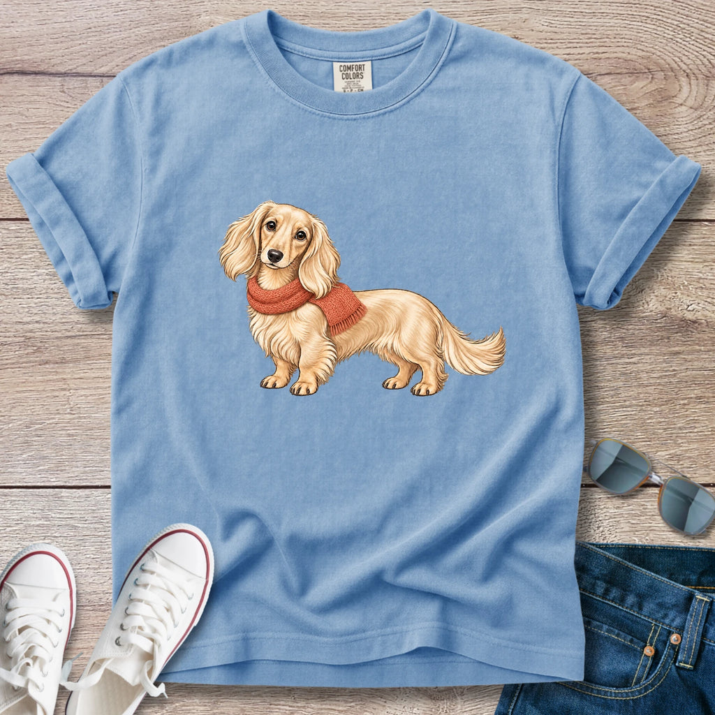 Sweater Weather Dachshund T- Shirt – Longhaired Fall Doxie Tee