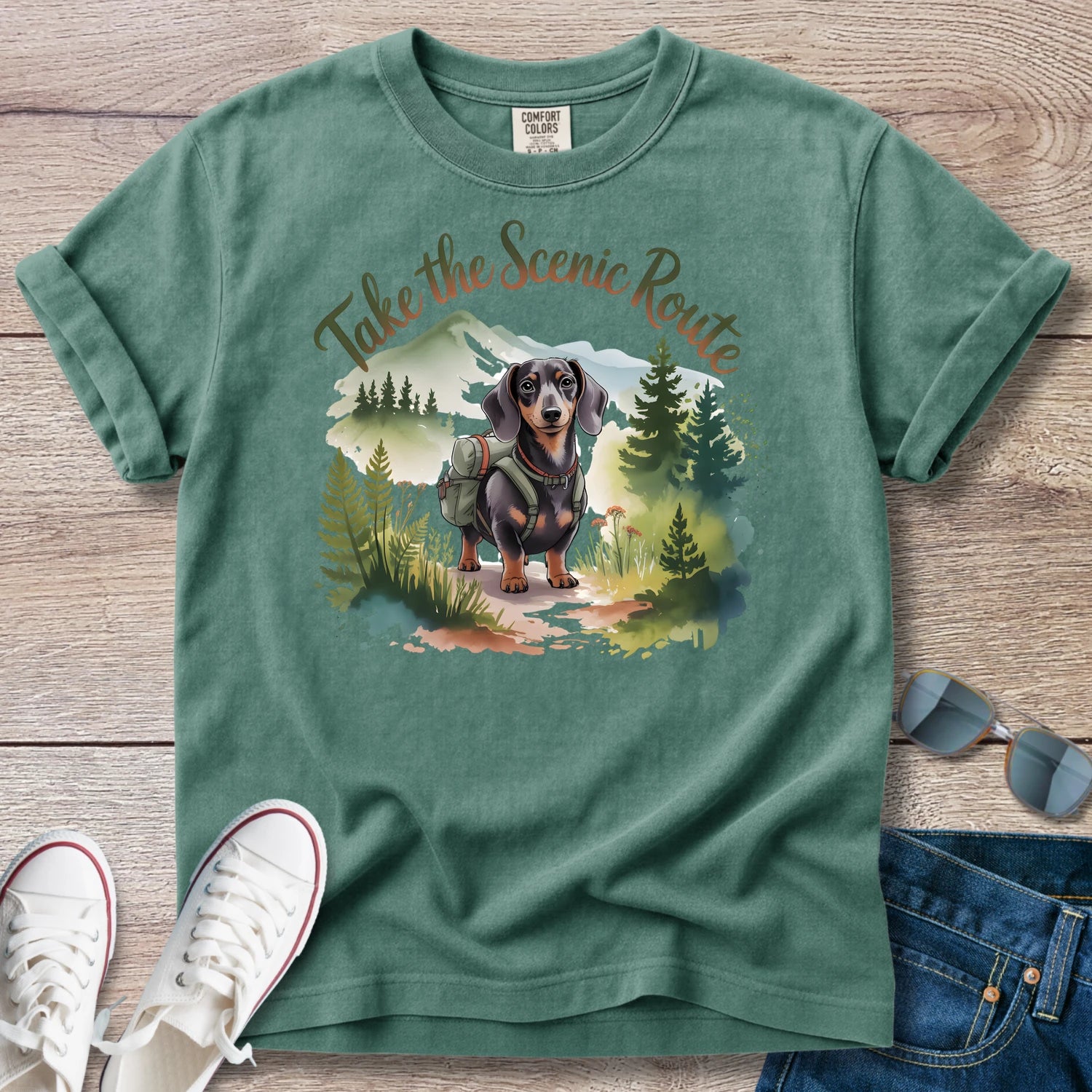 Take the Scenic Route Dachshund T-Shirt