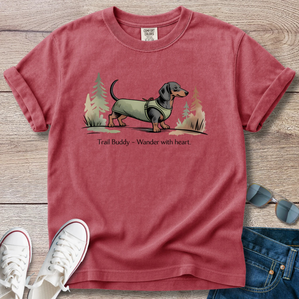 Dachshund Trail Buddy Wander with heart T-Shirt