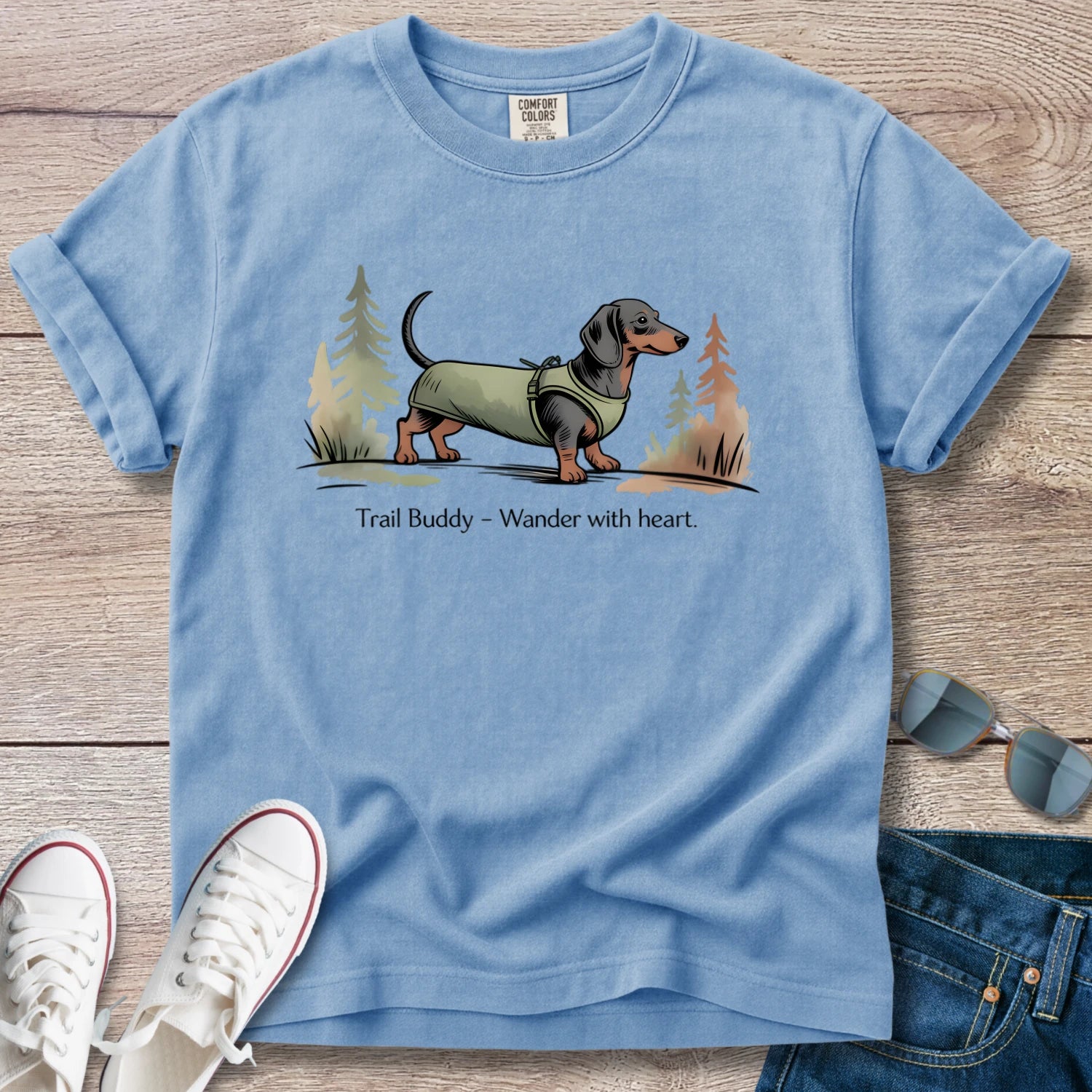 Dachshund Trail Buddy Wander with heart T-Shirt