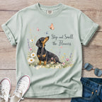 Stop and Smell the Flowers - Dachshund T-Shirt