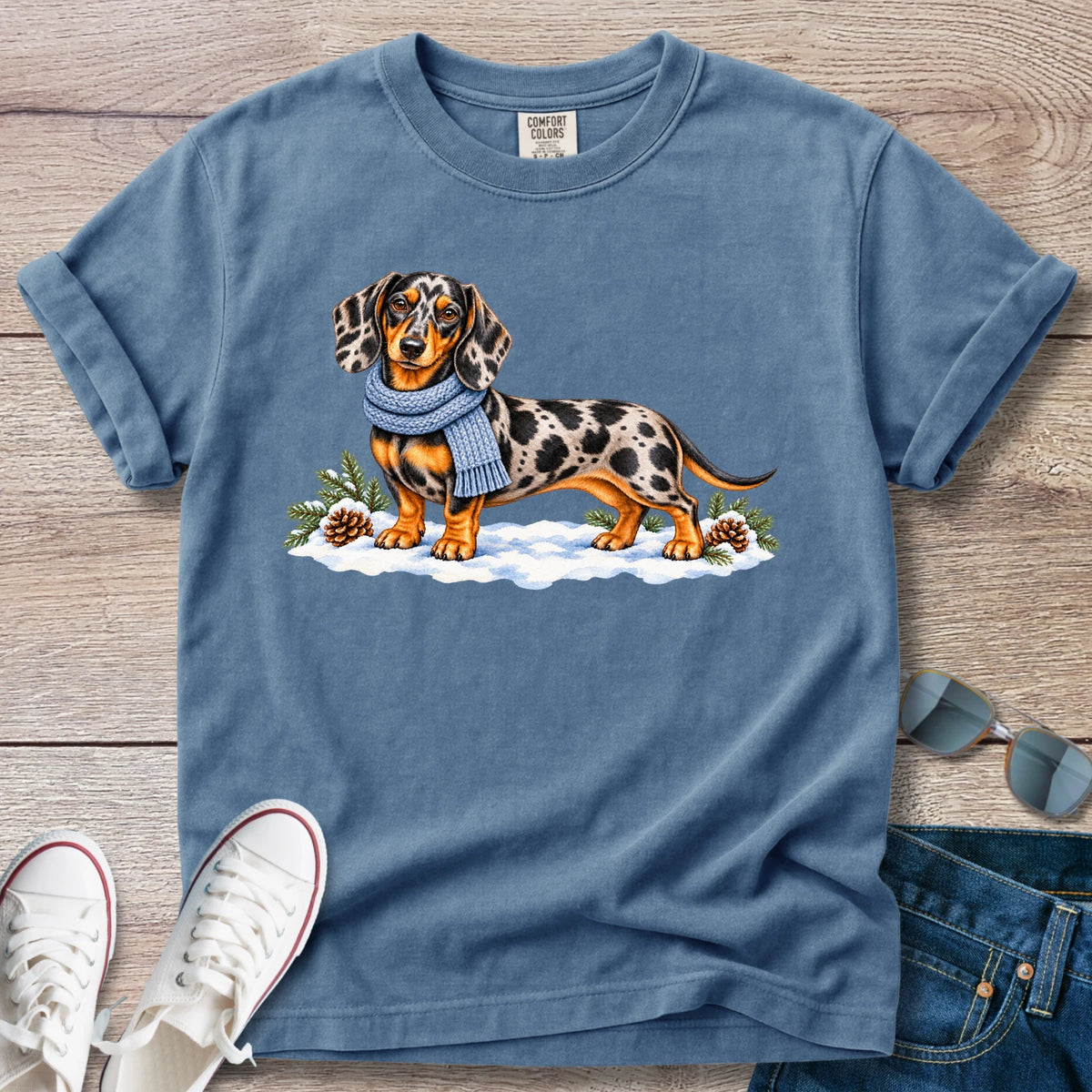 Dapple Dachshund Winter Scarf T-Shir