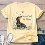 Stop and Smell the Flowers - Dachshund T-Shirt