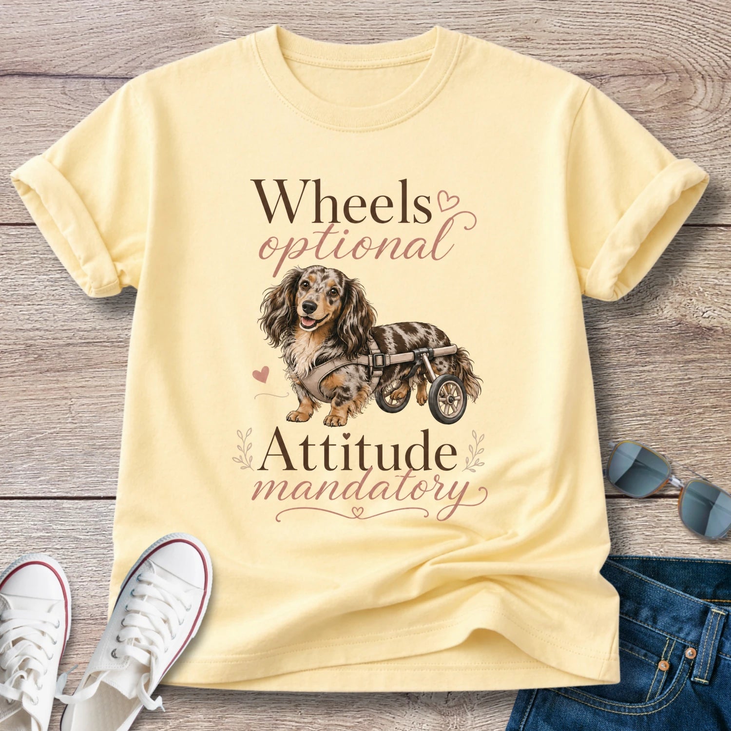 Wheels Optional, Attitude Mandatory — Doxie IVDD Warrior Shirt