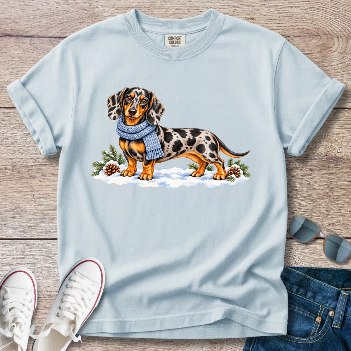 Dapple Dachshund Winter Scarf T-Shir