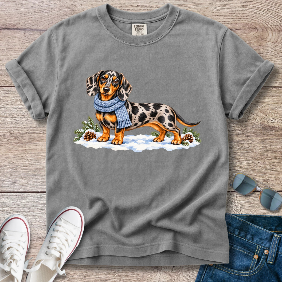 Dapple Dachshund Winter Scarf T-Shir