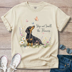 Stop and Smell the Flowers - Dachshund T-Shirt