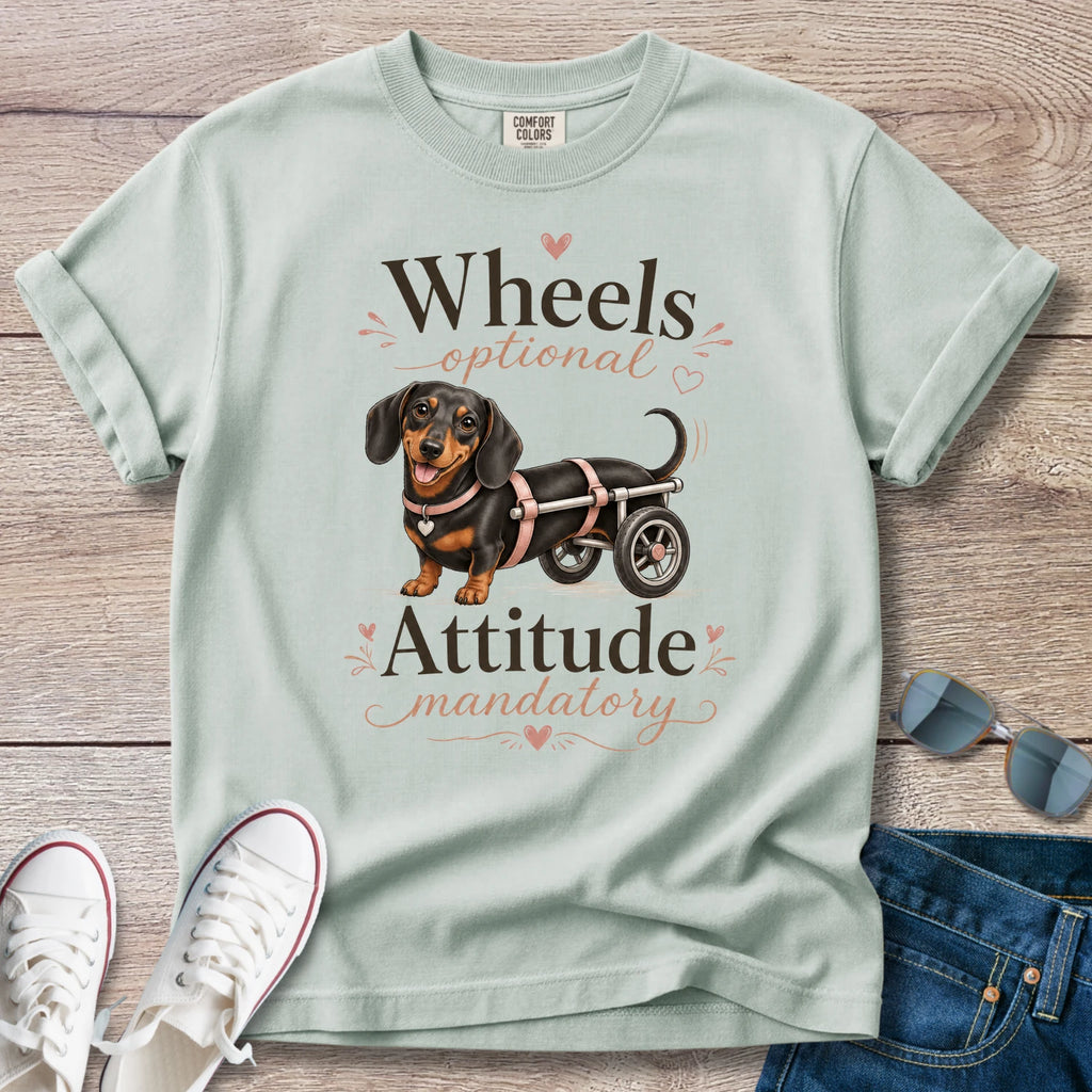 Wheels Optional, Attitude Mandatory — Dachshund IVDD Warrior Shirt