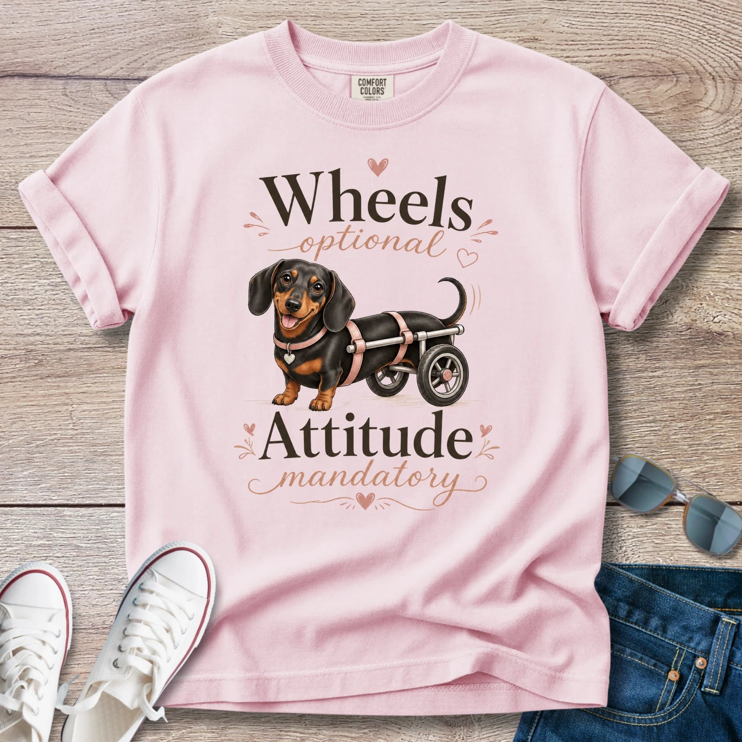 Wheels Optional, Attitude Mandatory — Dachshund IVDD Warrior Shirt