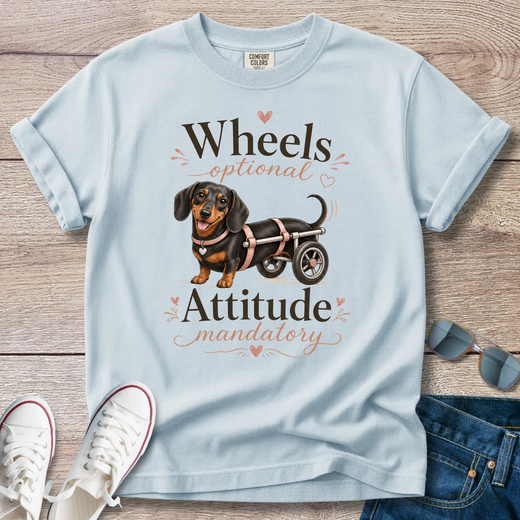 Wheels Optional, Attitude Mandatory — Dachshund IVDD Warrior Shirt