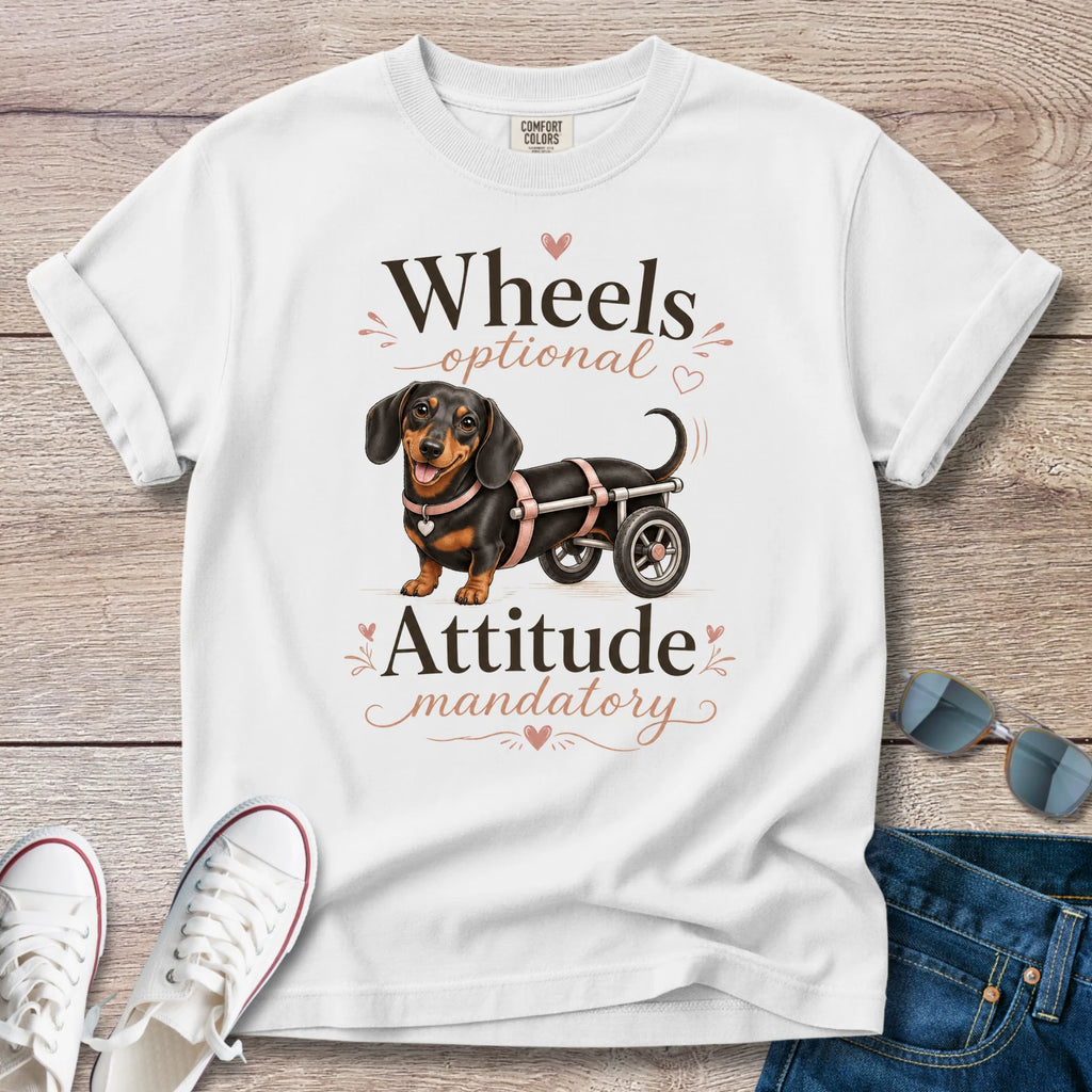 Wheels Optional, Attitude Mandatory — Dachshund IVDD Warrior Shirt