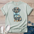 Blue Spring Floral Doxie T-Shirt