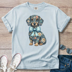 Blue Spring Floral Doxie T-Shirt