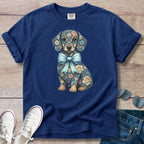 Blue Spring Floral Doxie T-Shirt