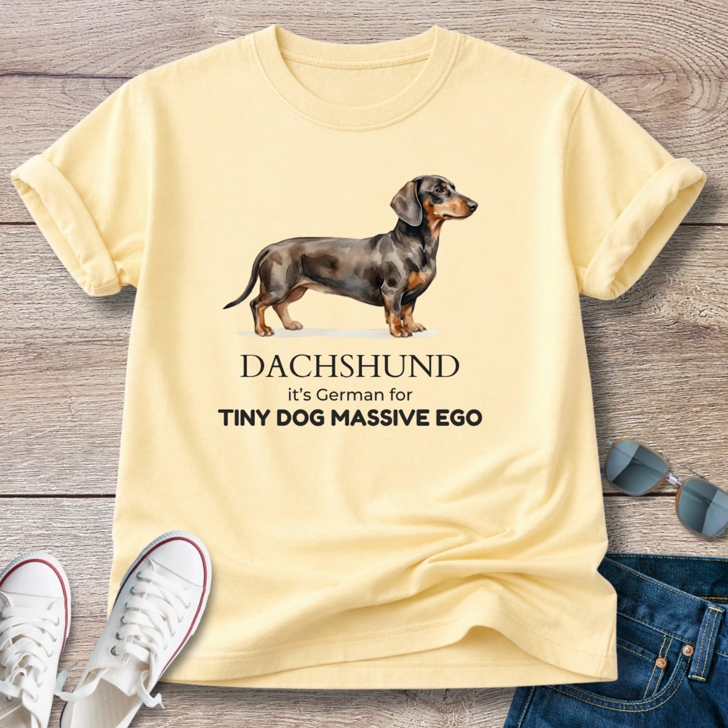 Dachshund is German for Tiny Dog, Massive Ego T-Shirt